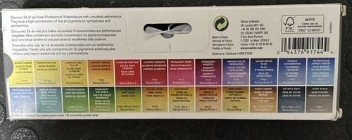 WINSOR & NEWTON ARTIST'S WATERCOLOR COMPLETE TRAVEL TIN 24 HALF PAN NEW WITH BOX - 第 2/2 張圖片