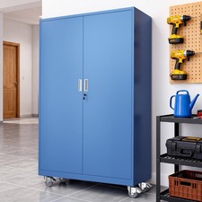 Large Capacity Metal Garage Storage Cabinet with Wheels and Lock for Office Home