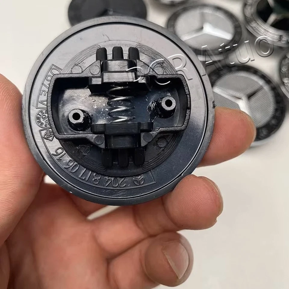 1Pcs 57mm Flat Hood Ornament Glossy Black Badge For Benz C-class W205 Emblem Foto 2 de 4