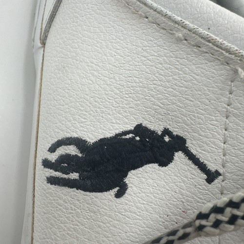 Polo Ralph Lauren Faxon Low White Leather Navy Pony Sneakers Men’s Size 12 - Picture 6 of 11