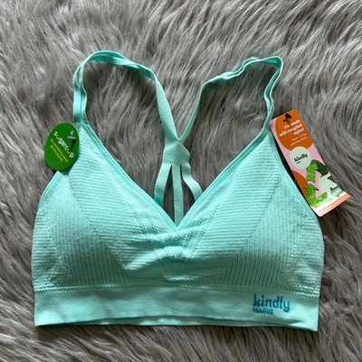 Kindly Yours Seamless Scoop Bralette Womens Size Medium Blue Wireless Bra