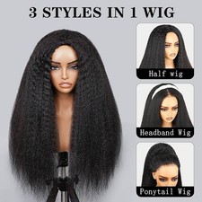 Synthetic Afro Wig Black Curly 20in Drawstring Adjustable Strap Heat-Resista
