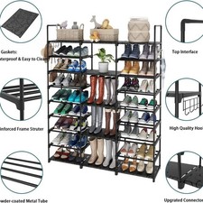 9 Tiers Large Capacity Metal Shoe Rack 50-Pair Shoe Organizer Shoe Storage Tall