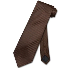 Vesuvio Napoli NeckTie CHOCOLATE BROWN Vertical Stripes Design Mens Neck Tie
