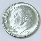 1955 S ROOSEVELT DIME - 90% SILVER - CIRCULATED COIN #5211