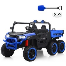 Blue 24V Ride on Electric Dump-bed Truck Off-road 7mph 2 Seater Car with Remote