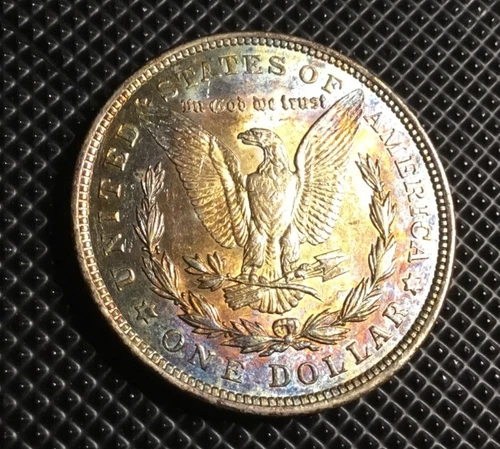 1921 MORGAN SILVER DOLLAR SUPERB RAINBOW TONED BEAUTY AU/BU