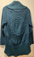 Vintage United Colors of Benetton Wool Mohair Cardigan Teal Knit Size L Italy