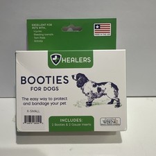 Healers Medical Dog Boots Box Set of 2 boots  2 Gauze Pads Size X Small