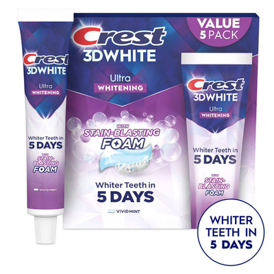 Crest 3D White Ultra Whitening Toothpaste, Vivid Mint (5.2 oz, 5 pk) - free ship