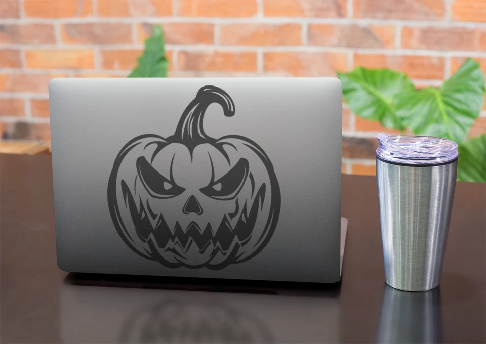 Calcomanía de vinilo para ventana de coche de Halloween de calabaza para teléfono portátil pegatina de parachoques aterradora Foto 3 de 4