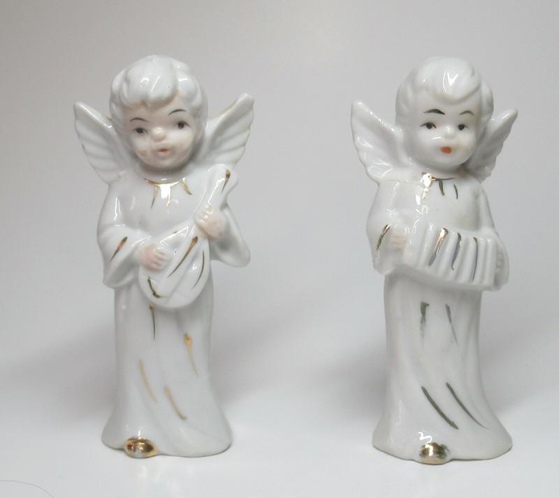 Vintage Pair of TLC Angels Made in Japan White with Gold Details Vintage Décor