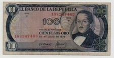 COLOMBIA 100 PESOS 1973 PICK 410 LOOK SCANS