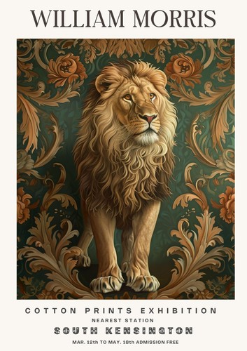 William Morris Vintage Lion Cotton Exhibition Prints Wall Poster Print