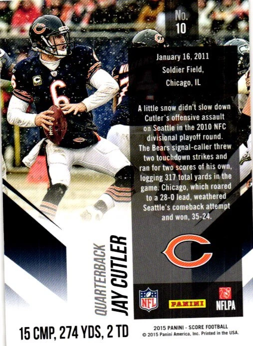 2015 Score #10 Jay Cutler The Great Outdoors Desert Camo - Image 2 of 2