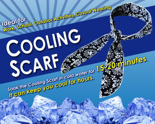 100 x NEW! NECK COOLING SCARF / COOLER WRAP - KEEP YOU COOL - BLUE 90cm x 5.5cm