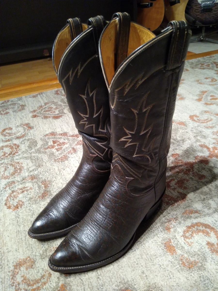 TONY LAMA VINTAGE BROWN BULL HIDE LEATHER J TOE COWBOY BOOTS 6283 MEN S SIZE 7E