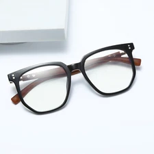 Retro Blue Light Blocking Glasses Computer Eyewear Ultralight TR90 Wood Grain