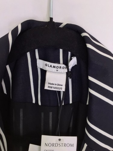 Glamorous Nordstrom Navy Striped Sleeveless Cardigan Women’s Size Medium NEW - Picture 4 of 6