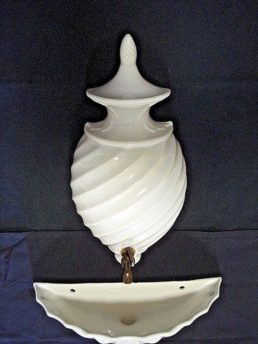 Vtg Royal Haeger pottery Wall Hanging Pocket Planter Mid Century Urn brass spout - Picture 3 of 10