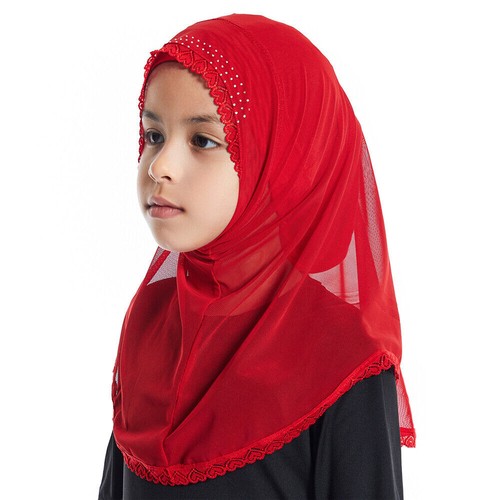 Children Girls Kids Hijab One Piece Amira Turban Shawls Headwrap Islamic Scarves - Picture 58 of 68