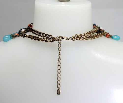 Zara Statement Necklace Chunky Plastic Beads/ Fabric - Gorgeous - Picture 5 of 6