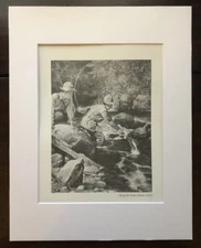 Norman Rockwell "Along the Trout Stream" 11 x 14 Matted Art Print-1916
