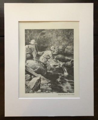 Norman Rockwell ''Along the Trout Stream'' 11 x 14 Matted Art Print-1916