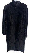 Vintage FADS Women’s Velvet Velour Turtleneck Dress Sz M Black Ribbed USA Made