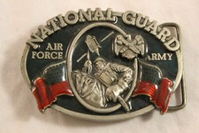 National Guard Army Air Force Solid Pewter Vintage 1982 Belt Buckle