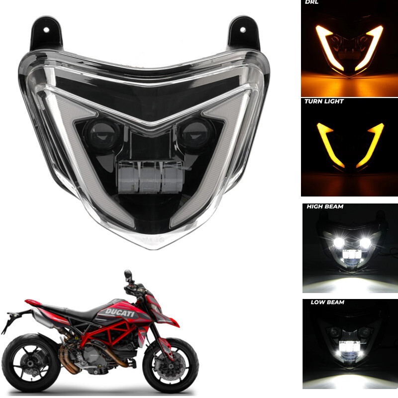 LED Headlight Assembly with Turn Signal DRL For Ducati Hypermotard