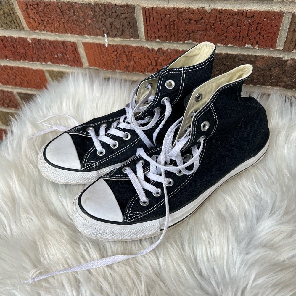 Converse Black and White High Top Lace Up Sneakers - Main Image