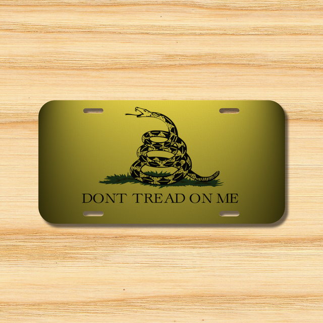 Don't Tread On Me License Plate Vehicle Auto Tag Gadsden Flag USA FREE