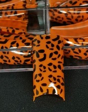 Pre Designed Nail Tips Orange and Black x 70-100 per Box