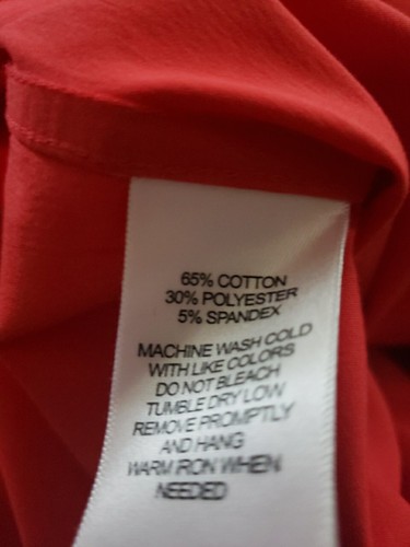 Foxcroft Shirt Womens 24 W Plus Red Button Up Non Iron Stretch Button On Back - Foto 8 di 8