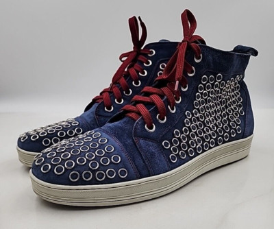 Roberto Guerrini RG Shoes Mens Sz 12 taly Blue Suede High-top Sneakers Studded