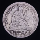 1854 Liberty Seated Quarter VG Philadelphia Arrows No Rays Variety 3