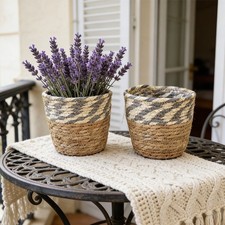 Handcrafted Look Plant Basket Made from Sustainable Straw Weaving Materials