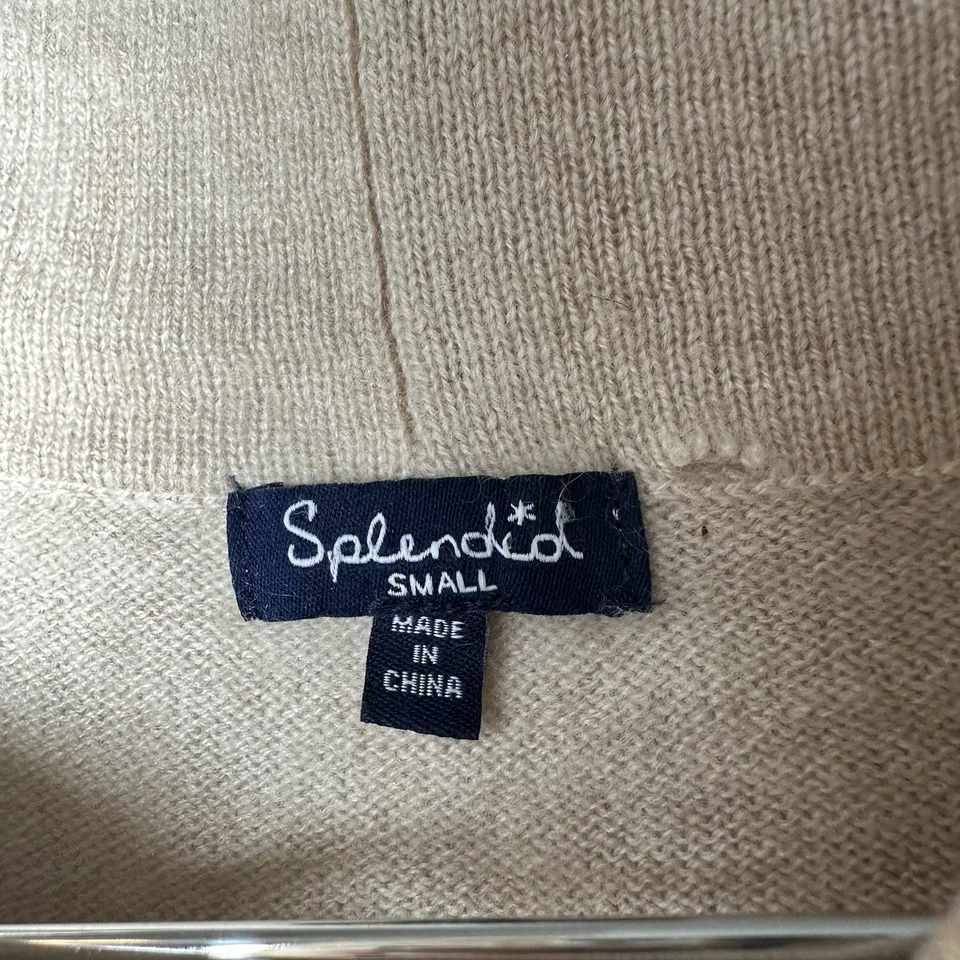 ESPLÉNDIDO 100% Cachemira Cuello Embudo Mujer’s Marfil Suéter con Bolsillos Talla Pequeña Foto 3 de 4