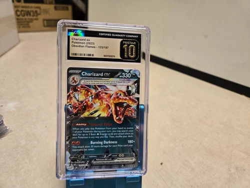 CGC 10 PRISTINE Charizard Ex 125/197 HOLO RARE Obsidian Flames Pokemon Card