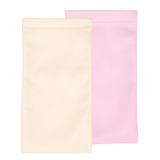 2pcs Glasses Case Soft PU Sunglass Pouch Squeeze Top Portable, Pink Beige