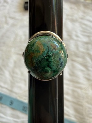 UTC STERLING SILVER 925 CHRYSOCOLLA AQUAMARINE RING Sz 6 6.05g