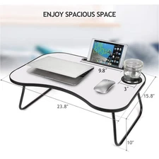 Laptop Stand for Bed Portable Lap Desk with Cup Holder Foldable Tray Table