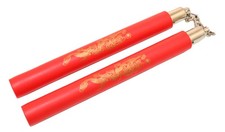 12"" Red Foam Padded Nunchucks with Dragon Symbol  Metal Chain Swivel