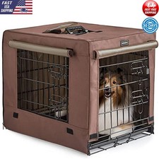 24" Double Door Small Dog Crate W/ Cover  Handle Metal Kennel Cats  Puppies US