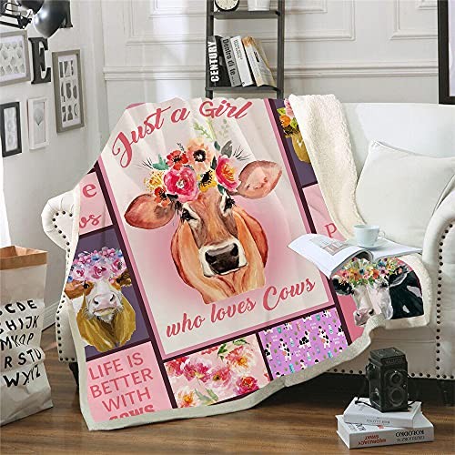 Kuh Druck Decke Fleecedecke Cartoon 51 x 59 in (130 x 150 cm) Kuh 1 - Bild 2 von 8