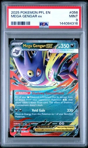 2025 POKEMON PFL EN-PHANTASMAL FLAMES #056 MEGA GENGAR EX PSA 9