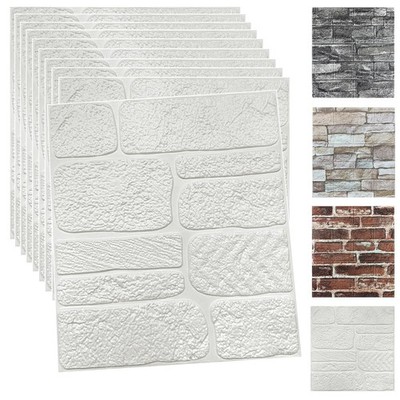 YU LI 3DH 3D Wall Panels Peel & Stick Faux Stone White 20-Pack (80 Char Max)