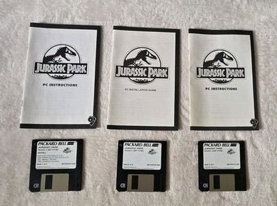 Packard Bell 1993 JURASSIC PARK MS-DOS Game Version 1.32P Disk 1-3 Manuals VTG