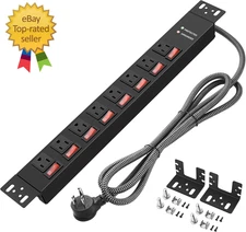 Rack Mount Power Strips8 Outlet Strips with Individual Switches PDU Power Strip